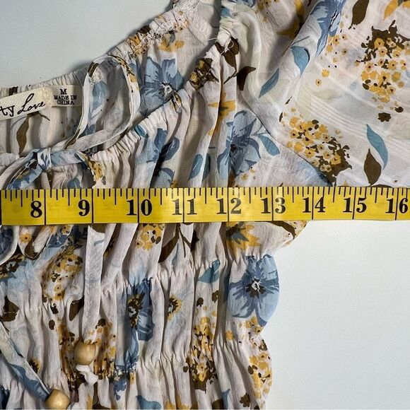 Liberty Love Womens Smocked Milkmaid Dress Size M Floral Cottage Prairie Boho - Picture 5 of 9